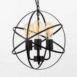 ValueLights Dalton Industrial 3 Way Black Ceiling Light Pendant - thumbnail 2