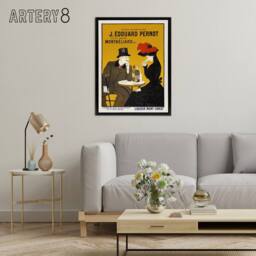 "Artery8 Liqueur Mont Christ Vintage Ad Framed Canvas Wall Art Print Cappiello in Orange - Size: W12"" x H16""" - thumbnail 3
