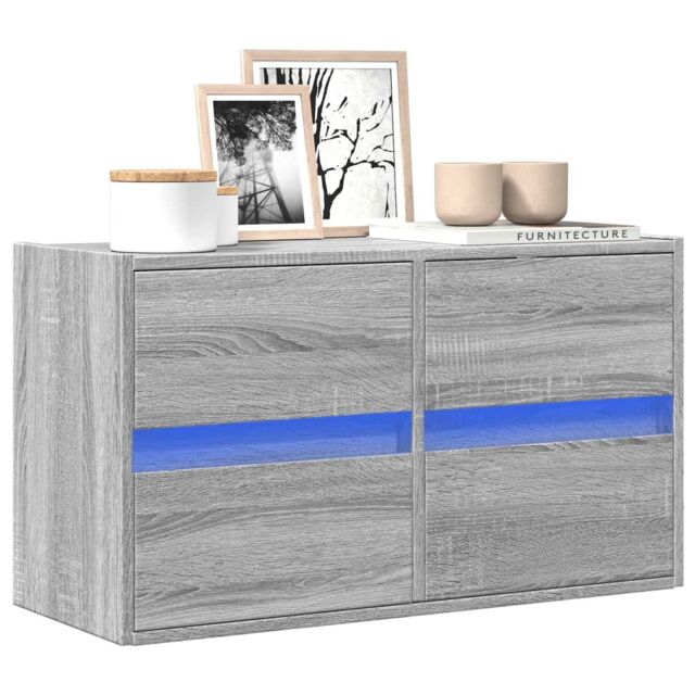 Berkfield Home TV Wall Cabinet with LED Lights Grey Sonoma 80x31x45 cm - Size: 80 x 31 x 45 cm - image 1