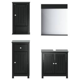 Berkfield Home 4 Piece Bathroom Furniture Set BERG Black Solid Wood Pine - thumbnail 2