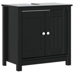 Berkfield Home 4 Piece Bathroom Furniture Set BERG Black Solid Wood Pine - thumbnail 5