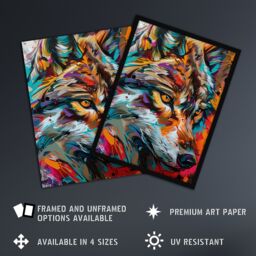 "Artery8 Wall Art Print Colourful Abstract Wolf Head Portrait Painting Poster - Size: W24"" x H32""" - thumbnail 2