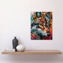 "Artery8 Wall Art Print Colourful Abstract Wolf Head Portrait Painting Poster - Size: W24"" x H32""" - thumbnail 4