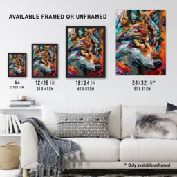 "Artery8 Wall Art Print Colourful Abstract Wolf Head Portrait Painting Poster - Size: W24"" x H32""" - thumbnail 3