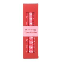 Something Different Girl Gang Bow & Heart Taper Candle (Pack of 3) in Pink - thumbnail 3