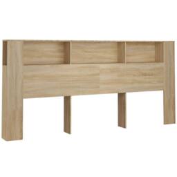 Berkfield Home Headboard Cabinet Sonoma Oak 220x18.5x104.5 cm in Tan