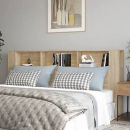 Berkfield Home Headboard Cabinet Sonoma Oak 220x18.5x104.5 cm in Tan - thumbnail 2