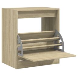 Berkfield Home Shoe Cabinet Sonoma Oak 60x42x69 cm Engineered Wood in Brown - Size: 60 x 42 x 69 cm - thumbnail 2