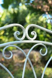 Glamhaus Metal Garden Bench Patio Furniture Seat Foldable Antique White - thumbnail 3