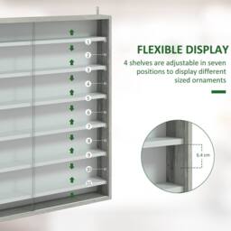 STILVORA Wall Mounted Display Cabinet with 6 Adjustable Shelves in Grey - thumbnail 6