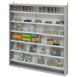 STILVORA Wall Mounted Display Cabinet with 6 Adjustable Shelves in Grey - thumbnail 5
