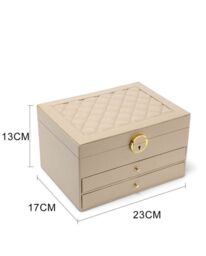 JFY Women's 3 Layers Lockable Jewellery Storage Box With 2 Drawers in Black - thumbnail 5