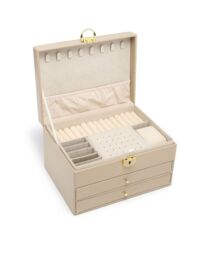 JFY Women's 3 Layers Lockable Jewellery Storage Box With 2 Drawers in Black - thumbnail 3