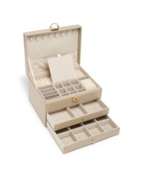 JFY Women's 3 Layers Lockable Jewellery Storage Box With 2 Drawers in Black - thumbnail 2
