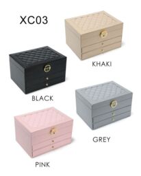 JFY Women's 3 Layers Lockable Jewellery Storage Box With 2 Drawers in Black - thumbnail 6