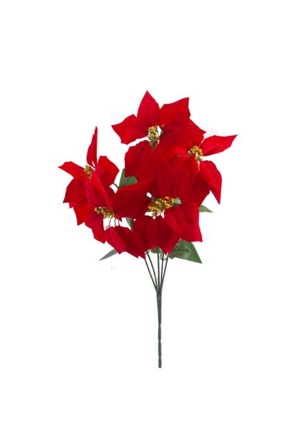VFM e-Store 5 Head Poinsettia Bunch Christmas Decoration X 1 48cm Red, Green - image 1
