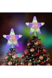 Living and Home 9.45in Christmas LED Star Tree Topper Colorful Flash Xmas Tree Decoration in Clear - thumbnail 2