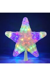 Living and Home 9.45in Christmas LED Star Tree Topper Colorful Flash Xmas Tree Decoration in Clear - thumbnail 1