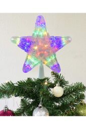 Living and Home 9.45in Christmas LED Star Tree Topper Colorful Flash Xmas Tree Decoration in Clear - thumbnail 4