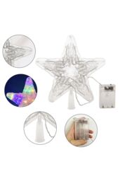 Living and Home 9.45in Christmas LED Star Tree Topper Colorful Flash Xmas Tree Decoration in Clear - thumbnail 5