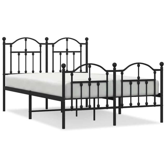 Berkfield Home Metal Bed Frame with Headboard & Footboard Black 120x200 cm - Size: Small Double - image 1
