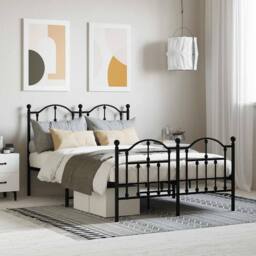 Berkfield Home Metal Bed Frame with Headboard & Footboard Black 120x200 cm - Size: Small Double - thumbnail 2