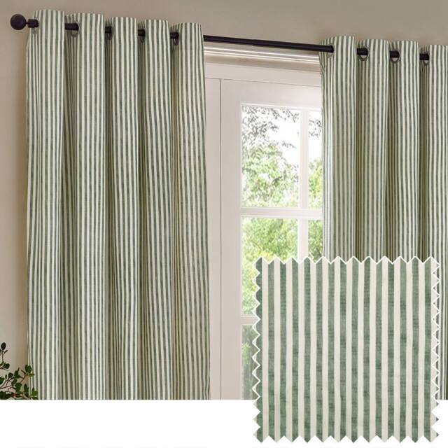 Yard Hebden 100% Cotton Blackout Eyelet Curtain Pair in Green - Size: 168 cm width x 229 cm drop - image 1