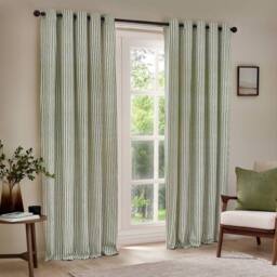 Yard Hebden 100% Cotton Blackout Eyelet Curtain Pair in Green - Size: 168 cm width x 229 cm drop - thumbnail 2