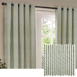Yard Hebden 100% Cotton Blackout Eyelet Curtain Pair in Green - Size: 168 cm width x 229 cm drop - thumbnail 1