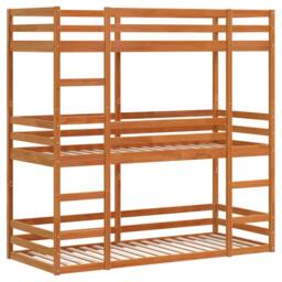 Berkfield Home Triple Bunk Bed without Mattress Wax Brown 90x200 cm Solid Wood Pine - thumbnail 3