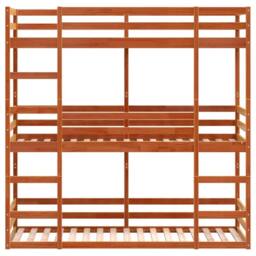 Berkfield Home Triple Bunk Bed without Mattress Wax Brown 90x200 cm Solid Wood Pine - thumbnail 5