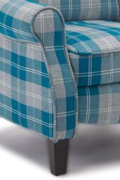 More4Homes Eaton Wing Back Fireside Checkered Fabric Pushback Recliner Chair in Blue - thumbnail 6