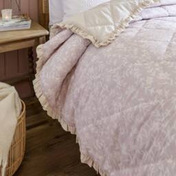 Wylder Amelia 100% Cotton Floral Quilted Bedspread in Pink - Size: Double - thumbnail 2