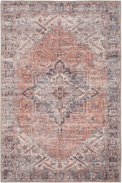 Kukoon Warm Terracotta Traditional Medallion Non Slip Washable Low Pile Rug - Size: 200 cm x 290 cm - image 1