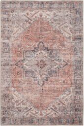 Kukoon Warm Terracotta Traditional Medallion Non Slip Washable Low Pile Rug - Size: 200 cm x 290 cm