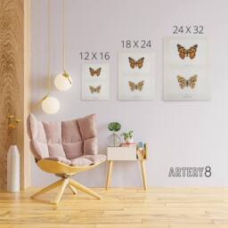 "Artery8 Painted Lady Butterfly Vintage Artwork Denton Canvas Wall Art Print in White - Size: W12"" x H16""" - thumbnail 4