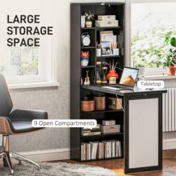 STILVORA Black Folding Desk with Storage & Writing Board - thumbnail 7