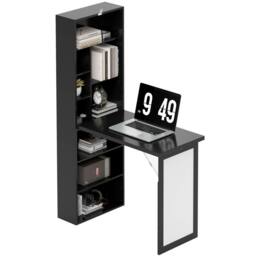 STILVORA Black Folding Desk with Storage & Writing Board - thumbnail 5