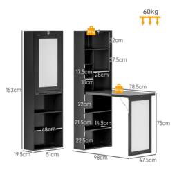 STILVORA Black Folding Desk with Storage & Writing Board - thumbnail 4