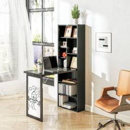 STILVORA Black Folding Desk with Storage & Writing Board - thumbnail 3