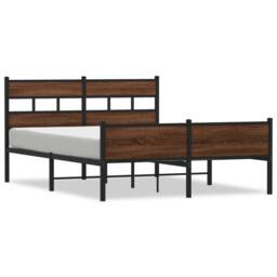 Berkfield Home Metal Bed Frame without Mattress Brown Oak 160x200 cm - thumbnail 3