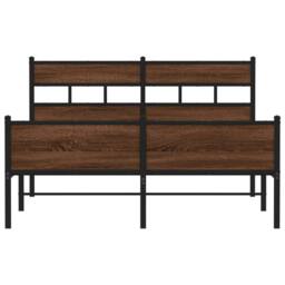 Berkfield Home Metal Bed Frame without Mattress Brown Oak 160x200 cm - thumbnail 4