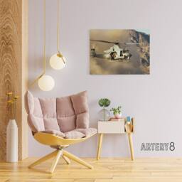 "Artery8 Military USA Marines Helicopter UH 1Y Venom Canvas Wall Art Print in Brown - Size: W18"" x H24""" - thumbnail 3