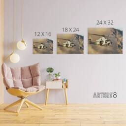 "Artery8 Military USA Marines Helicopter UH 1Y Venom Canvas Wall Art Print in Brown - Size: W18"" x H24""" - thumbnail 4