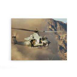 "Artery8 Military USA Marines Helicopter UH 1Y Venom Canvas Wall Art Print in Brown - Size: W18"" x H24""" - thumbnail 1