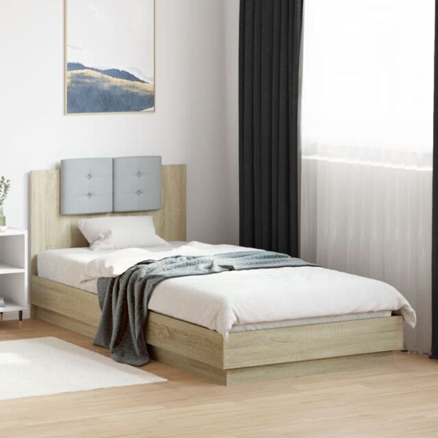 Berkfield Home Bed Frame with LED without Mattress Sonoma Oak 100x200 cm in Brown - image 1