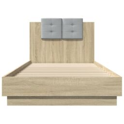 Berkfield Home Bed Frame with LED without Mattress Sonoma Oak 100x200 cm in Brown - thumbnail 6