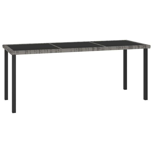 Berkfield Home Garden Dining Table Grey 180x70x73 cm Poly Rattan - Size: 180 x 70 x 73 cm - image 1