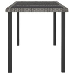 Berkfield Home Garden Dining Table Grey 180x70x73 cm Poly Rattan - Size: 180 x 70 x 73 cm - thumbnail 3