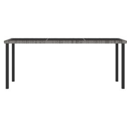 Berkfield Home Garden Dining Table Grey 180x70x73 cm Poly Rattan - Size: 180 x 70 x 73 cm - thumbnail 2